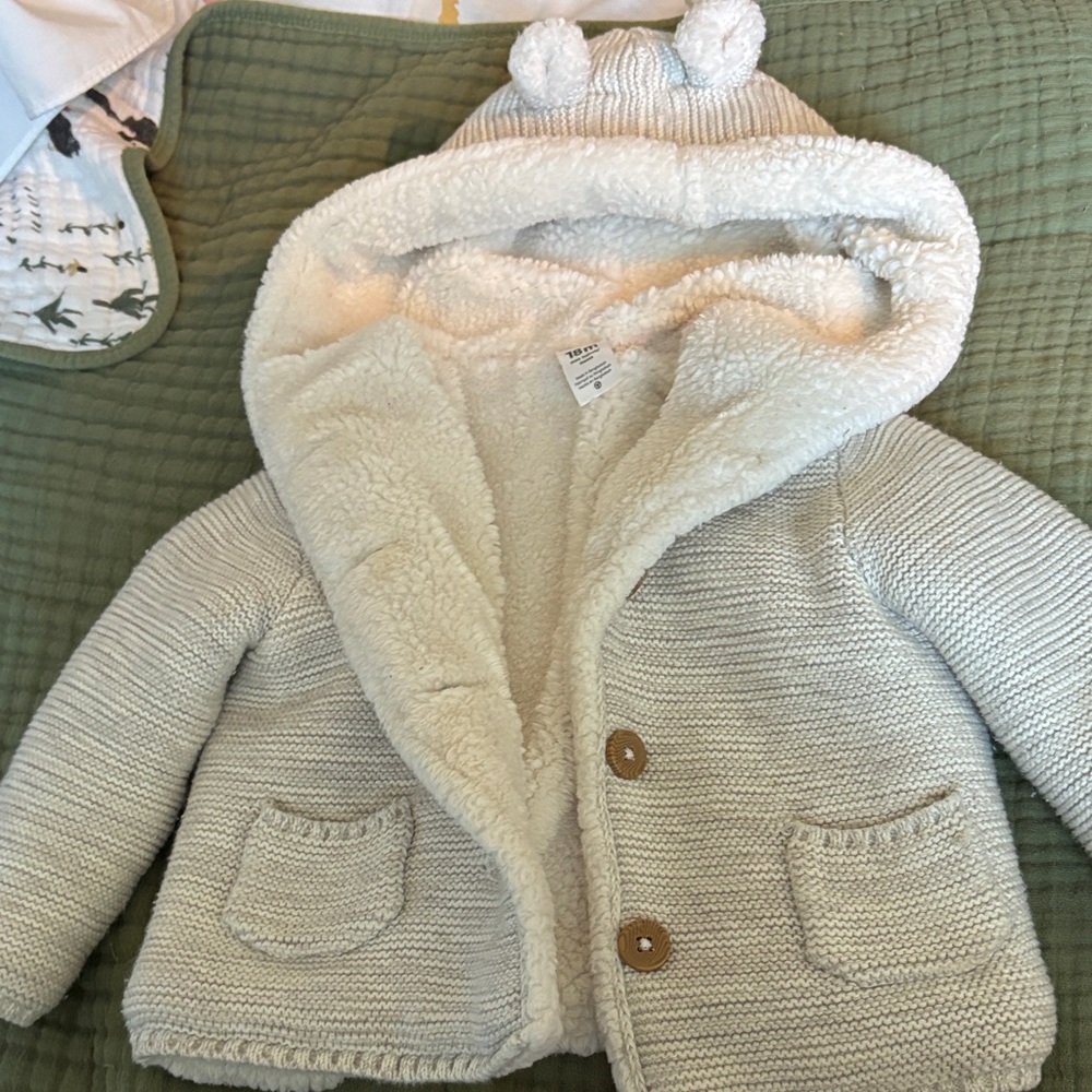 Carter's Cream Knit Baby Jacket with Bear Ears